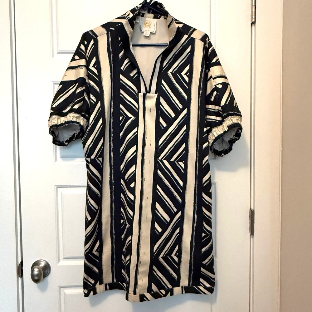 Emily McCarthy Toni Dress Blue Cream Large